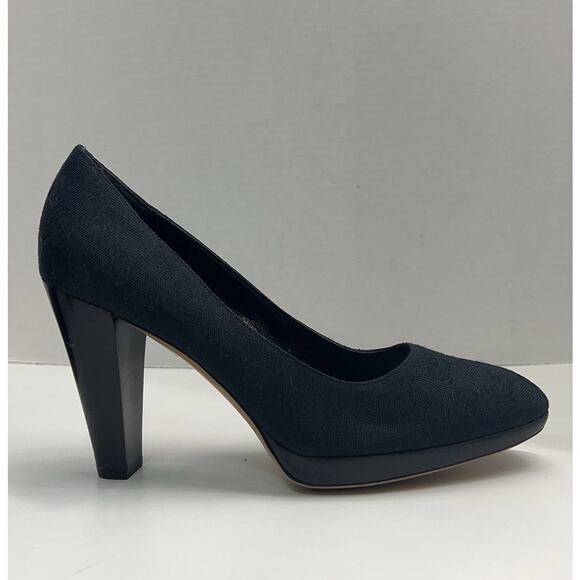 Gucci GG Monogram Canvas Black Platform Heels Classic Design EU 39C Box/Dust Bag - Picture 8 of 9
